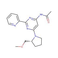 COC[C@H]1CCCN1c1cc(NC(C)=O)nc(-c2ccccn2)n1 ZINC000040410938