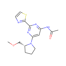 COC[C@H]1CCCN1c1cc(NC(C)=O)nc(-c2nccs2)n1 ZINC000040412560