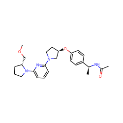 COC[C@H]1CCCN1c1cccc(N2CC[C@@H](Oc3ccc([C@H](C)NC(C)=O)cc3)C2)n1 ZINC000169709915