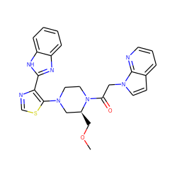 COC[C@H]1CN(c2scnc2-c2nc3ccccc3[nH]2)CCN1C(=O)Cn1ccc2cccnc21 ZINC000143776579