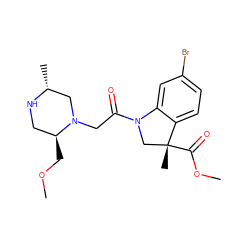COC[C@H]1CN[C@H](C)CN1CC(=O)N1C[C@@](C)(C(=O)OC)c2ccc(Br)cc21 ZINC000221251073