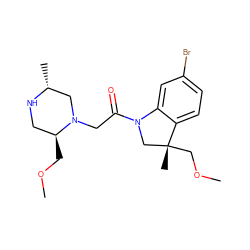COC[C@H]1CN[C@H](C)CN1CC(=O)N1C[C@@](C)(COC)c2ccc(Br)cc21 ZINC000219011741