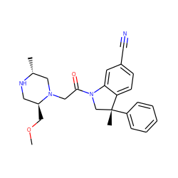 COC[C@H]1CN[C@H](C)CN1CC(=O)N1C[C@@](C)(c2ccccc2)c2ccc(C#N)cc21 ZINC000219007263