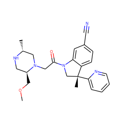 COC[C@H]1CN[C@H](C)CN1CC(=O)N1C[C@@](C)(c2ccccn2)c2ccc(C#N)cc21 ZINC000219008958
