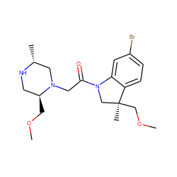 COC[C@H]1CN[C@H](C)CN1CC(=O)N1C[C@](C)(COC)c2ccc(Br)cc21 ZINC000219014332