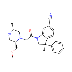 COC[C@H]1CN[C@H](C)CN1CC(=O)N1C[C@](C)(c2ccccc2)c2ccc(C#N)cc21 ZINC000219007335