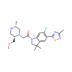 COC[C@H]1CN[C@H](C)CN1CC(=O)N1CC(C)(C)c2cc(-c3nc(C)no3)c(Cl)cc21 ZINC000219023193