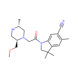 COC[C@H]1CN[C@H](C)CN1CC(=O)N1CC(C)(C)c2cc(C)c(C#N)cc21 ZINC000219000558