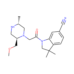 COC[C@H]1CN[C@H](C)CN1CC(=O)N1CC(C)(C)c2ccc(C#N)cc21 ZINC000143384502