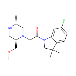 COC[C@H]1CN[C@H](C)CN1CC(=O)N1CC(C)(C)c2ccc(Cl)cc21 ZINC000205477220