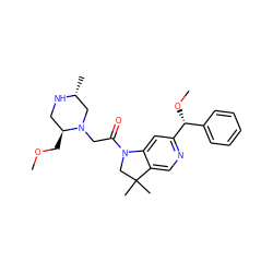 COC[C@H]1CN[C@H](C)CN1CC(=O)N1CC(C)(C)c2cnc([C@H](OC)c3ccccc3)cc21 ZINC000219023013