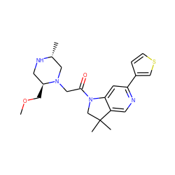 COC[C@H]1CN[C@H](C)CN1CC(=O)N1CC(C)(C)c2cnc(-c3ccsc3)cc21 ZINC000219025320