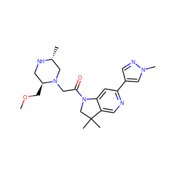 COC[C@H]1CN[C@H](C)CN1CC(=O)N1CC(C)(C)c2cnc(-c3cnn(C)c3)cc21 ZINC000219018027