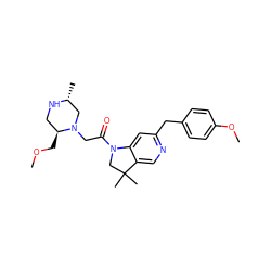 COC[C@H]1CN[C@H](C)CN1CC(=O)N1CC(C)(C)c2cnc(Cc3ccc(OC)cc3)cc21 ZINC000221250761