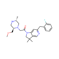 COC[C@H]1CN[C@H](C)CN1CC(=O)N1CC(C)(C)c2cnc(Cc3ccccc3F)cc21 ZINC000205479320