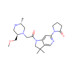 COC[C@H]1CN[C@H](C)CN1CC(=O)N1CC(C)(C)c2cnc(N3CCCC3=O)cc21 ZINC000205480832