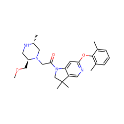 COC[C@H]1CN[C@H](C)CN1CC(=O)N1CC(C)(C)c2cnc(Oc3c(C)cccc3C)cc21 ZINC000219025033