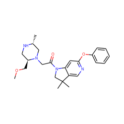 COC[C@H]1CN[C@H](C)CN1CC(=O)N1CC(C)(C)c2cnc(Oc3ccccc3)cc21 ZINC000205479253