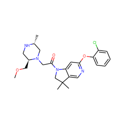 COC[C@H]1CN[C@H](C)CN1CC(=O)N1CC(C)(C)c2cnc(Oc3ccccc3Cl)cc21 ZINC000219016633