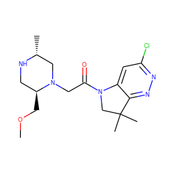 COC[C@H]1CN[C@H](C)CN1CC(=O)N1CC(C)(C)c2nnc(Cl)cc21 ZINC000219015004