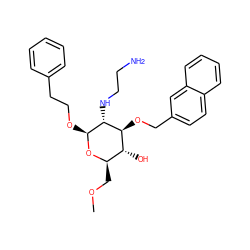 COC[C@H]1O[C@@H](OCCc2ccccc2)[C@H](NCCN)[C@@H](OCc2ccc3ccccc3c2)[C@@H]1O ZINC000064415711