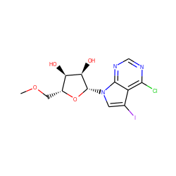 COC[C@H]1O[C@@H](n2cc(I)c3c(Cl)ncnc32)[C@H](O)[C@@H]1O ZINC000013809454