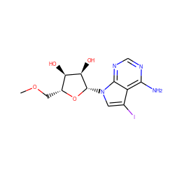 COC[C@H]1O[C@@H](n2cc(I)c3c(N)ncnc32)[C@H](O)[C@@H]1O ZINC000013809462