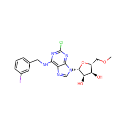 COC[C@H]1O[C@@H](n2cnc3c(NCc4cccc(I)c4)nc(Cl)nc32)[C@H](O)[C@@H]1O ZINC000049785427