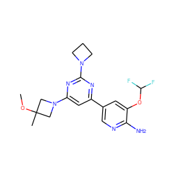 COC1(C)CN(c2cc(-c3cnc(N)c(OC(F)F)c3)nc(N3CCC3)n2)C1 ZINC000653769228