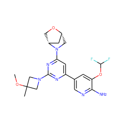 COC1(C)CN(c2nc(-c3cnc(N)c(OC(F)F)c3)cc(N3C[C@@H]4C[C@H]3CO4)n2)C1 ZINC000653757379