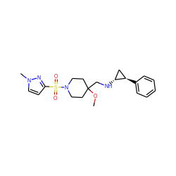 COC1(CN[C@@H]2C[C@H]2c2ccccc2)CCN(S(=O)(=O)c2ccn(C)n2)CC1 ZINC000653722935