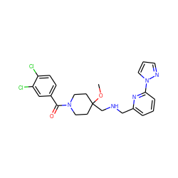 COC1(CNCc2cccc(-n3cccn3)n2)CCN(C(=O)c2ccc(Cl)c(Cl)c2)CC1 ZINC000013797274