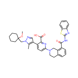 COC1(Cn2ncc(-c3ccc(N4CCc5cccc(C(=O)Nc6nc7ccccc7s6)c5C4)nc3C(=O)O)c2C)CCCCC1 ZINC000223821773