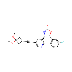 COC1(OC)CC(C#Cc2cncc([C@H]3NC(=O)O[C@@H]3c3cccc(F)c3)c2)C1 ZINC001772570142