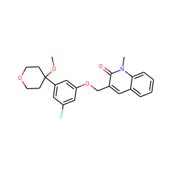 COC1(c2cc(F)cc(OCc3cc4ccccc4n(C)c3=O)c2)CCOCC1 ZINC000013725470