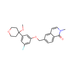 COC1(c2cc(F)cc(OCc3ccc4c(=O)n(C)ccc4c3)c2)CCOCC1 ZINC000013725486