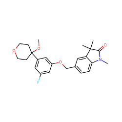 COC1(c2cc(F)cc(OCc3ccc4c(c3)C(C)(C)C(=O)N4C)c2)CCOCC1 ZINC000013725498