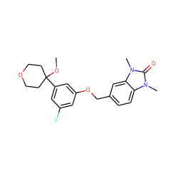 COC1(c2cc(F)cc(OCc3ccc4c(c3)n(C)c(=O)n4C)c2)CCOCC1 ZINC000000603619