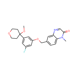 COC1(c2cc(F)cc(OCc3ccc4c(c3)ncc(=O)n4C)c2)CCOCC1 ZINC000013725506