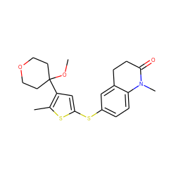 COC1(c2cc(Sc3ccc4c(c3)CCC(=O)N4C)sc2C)CCOCC1 ZINC000027307501