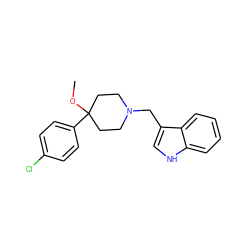 COC1(c2ccc(Cl)cc2)CCN(Cc2c[nH]c3ccccc23)CC1 ZINC000028878448