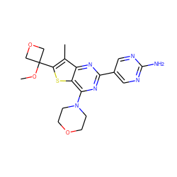 COC1(c2sc3c(N4CCOCC4)nc(-c4cnc(N)nc4)nc3c2C)COC1 ZINC000072316319