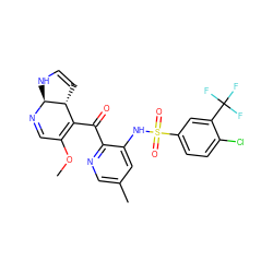 COC1=C(C(=O)c2ncc(C)cc2NS(=O)(=O)c2ccc(Cl)c(C(F)(F)F)c2)[C@H]2C=CN[C@@H]2N=C1 ZINC000199979779