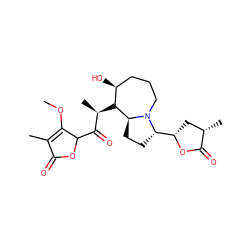 COC1=C(C)C(=O)OC1C(=O)[C@@H](C)[C@H]1[C@@H](O)CCCN2[C@H]([C@@H]3C[C@H](C)C(=O)O3)CC[C@@H]12 ZINC000029041999