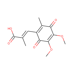 COC1=C(OC)C(=O)C(/C=C(\C)C(=O)O)=C(C)C1=O ZINC000049695454