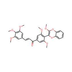 COC1=C(c2c(OC)cc(C(=O)/C=C/c3cc(OC)c(OC)c(OC)c3)cc2OC)Oc2ccccc2O1 ZINC000029325844