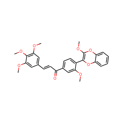 COC1=C(c2ccc(C(=O)/C=C/c3cc(OC)c(OC)c(OC)c3)cc2OC)Oc2ccccc2O1 ZINC000029320763