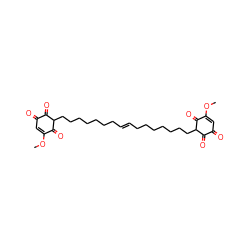 COC1=CC(=O)C(=O)C(CCCCCCC/C=C/CCCCCCCC2C(=O)C(=O)C=C(OC)C2=O)C1=O ZINC000059932653