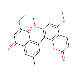 COC1=CC(=O)c2cc(C)cc(-c3c(OC)cc(OC)c4ccc(=O)oc34)c2C1=O ZINC000014767807