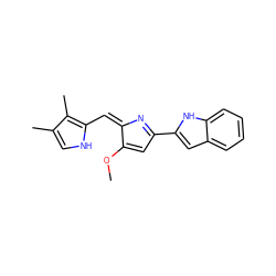 COC1=CC(c2cc3ccccc3[nH]2)=N/C1=C/c1[nH]cc(C)c1C ZINC000095588431